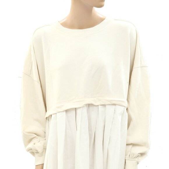 Free People Eleanor Sweatshirt Tunic Dress Oversized Cotton Solid S New - Picture 7 of 10